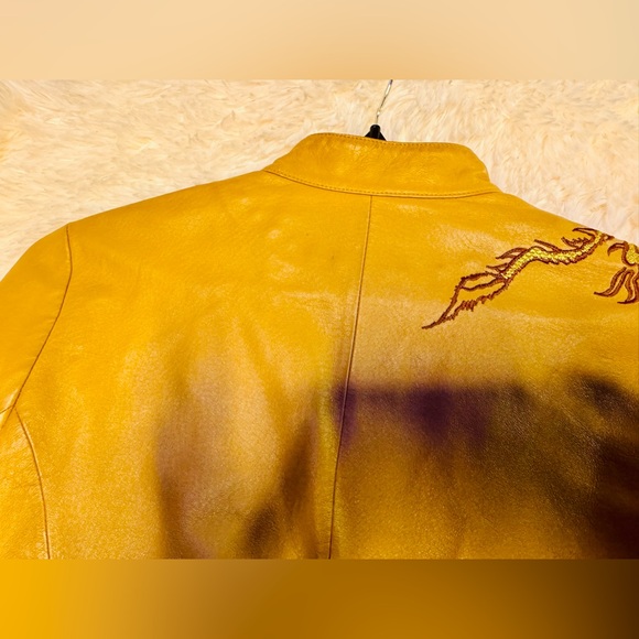 Marcia Collection Luxurious Italian Leather Jacket – Embroidered Dragon - Picture 3 of 7
